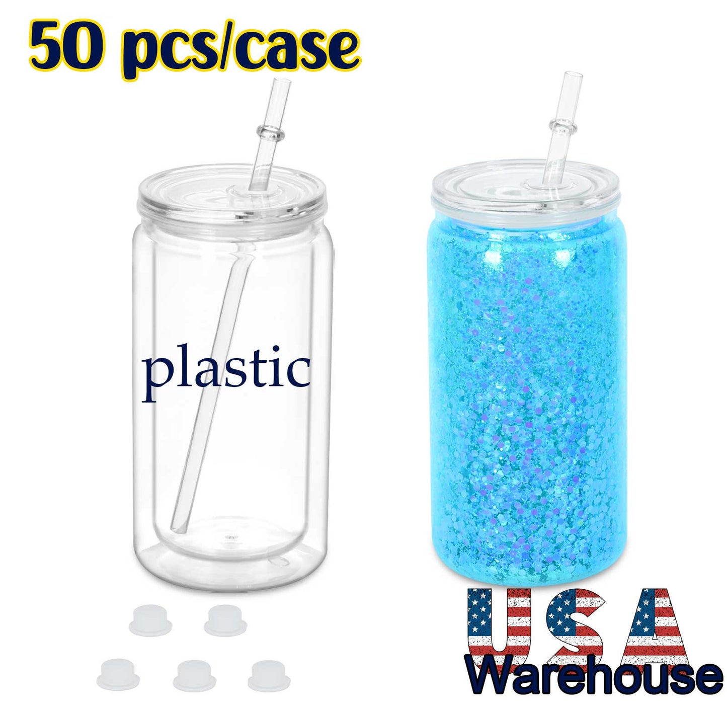 16 Oz Acrylic Plastic Snow Globe Tumbler, 25/50 Pack