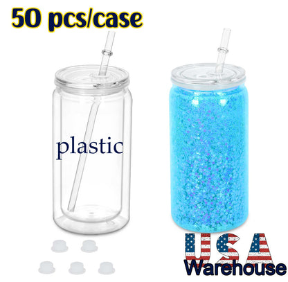 16 Oz Acrylic Plastic Snow Globe Tumbler, 25/50 Pack