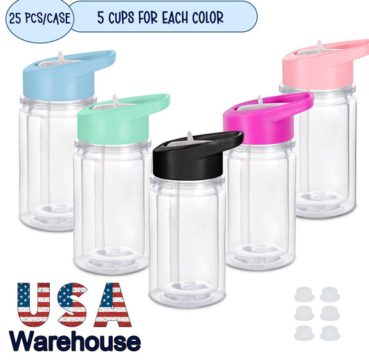 10 oz plastic snowglobe tumbler, double wall kids water bottle, 25 pack