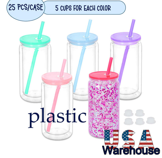 16 Oz Acrylic Plastic Snow Globe Tumbler, 25/50 Pack