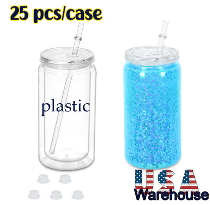 16 Oz Acrylic Plastic Snow Globe Tumbler, 25/50 Pack