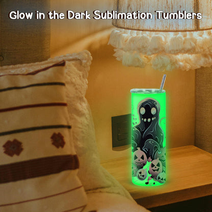 20 oz glow in the dark skinny straight sublimation tumbler, 25 pack