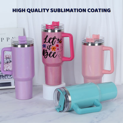 40 Oz Shimmer Sublimation Tumbler With Handle, 16 Pack