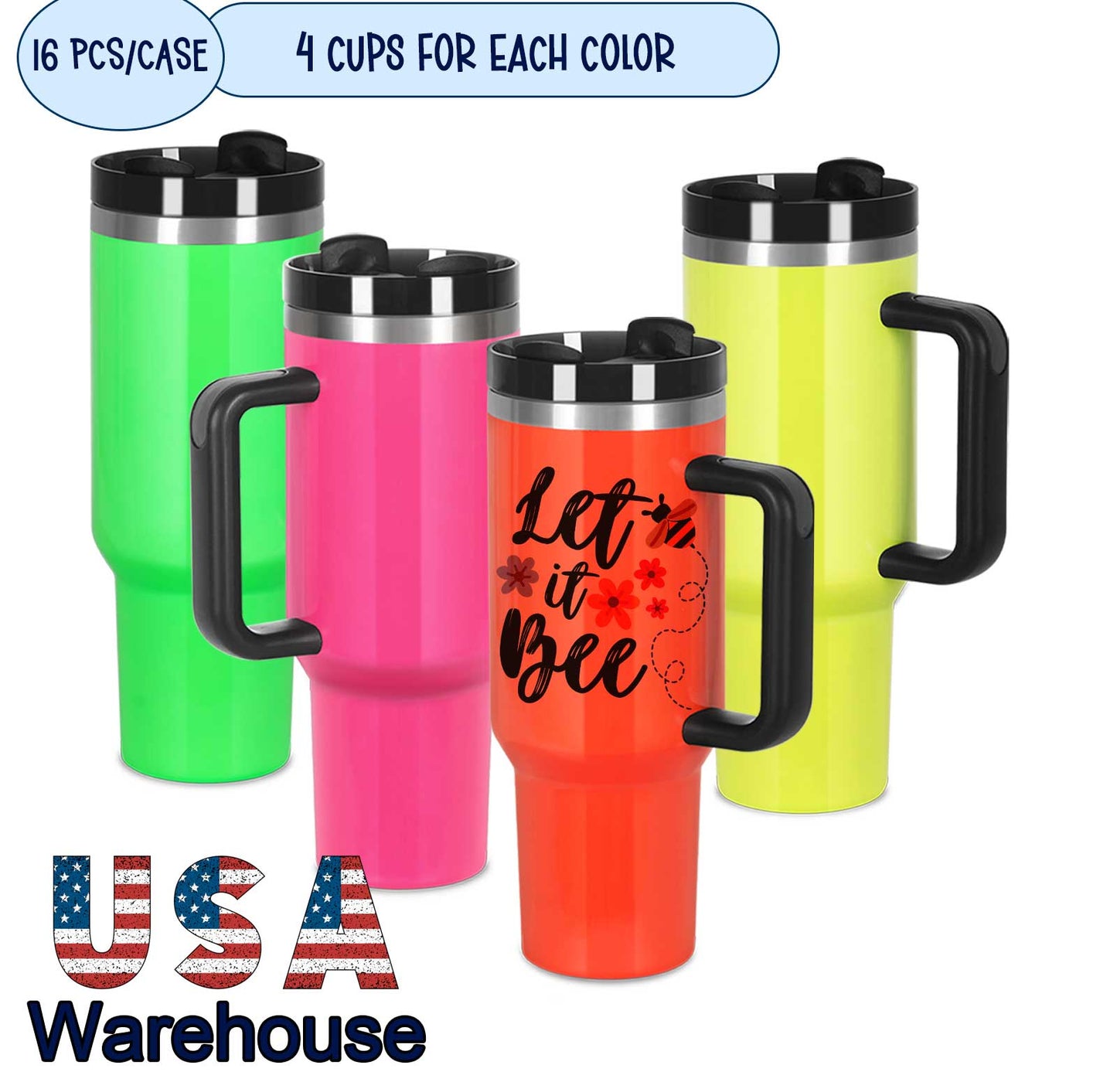 40 oz neon sublimation tumbler, 16 pack